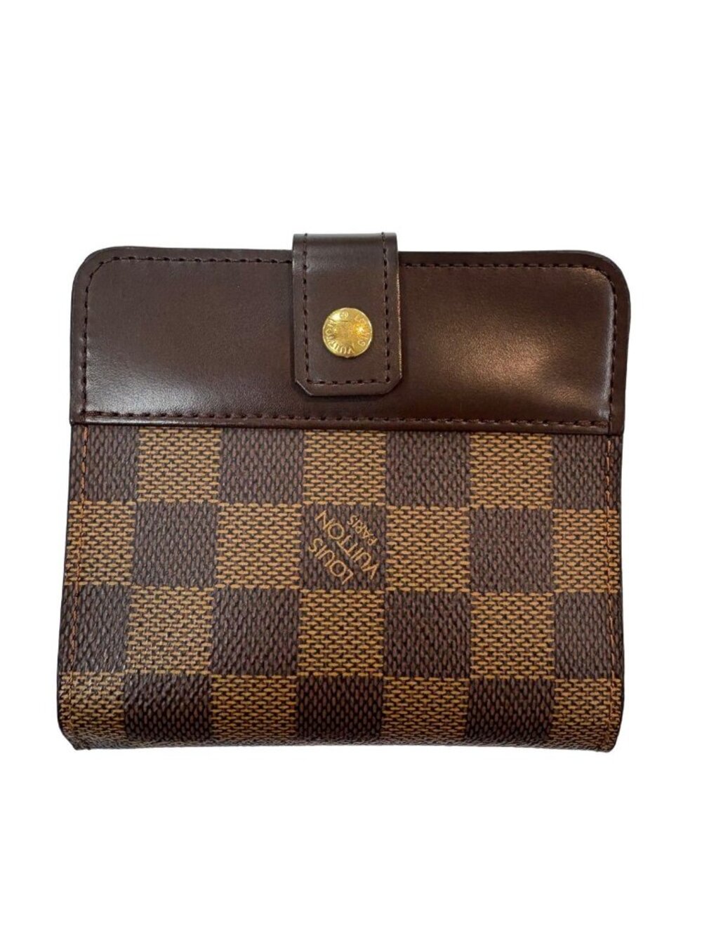 Louis Vuitton Compact Zip Damier Bifold Wallet Canvas Brown